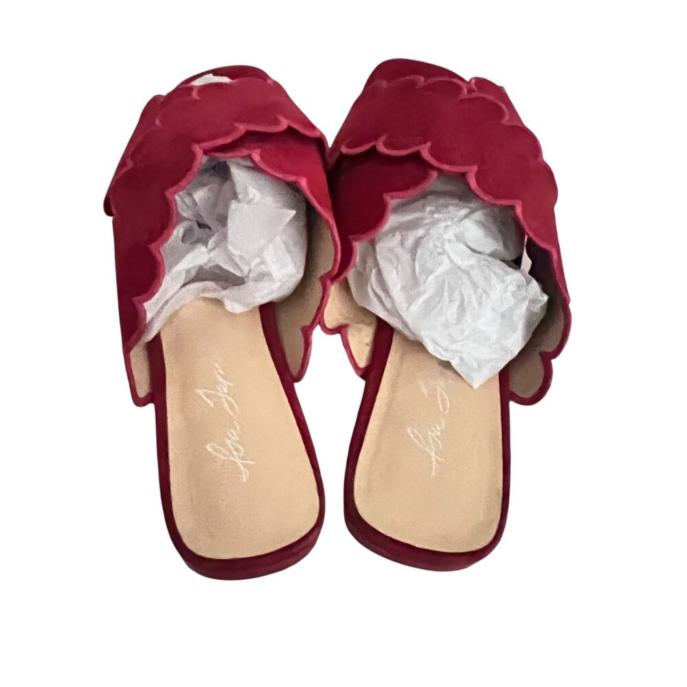 Isa Tapia Nueva Scalloped Slide Sandals In Lipstick Red Size 40 EU - Picture 3 of 14